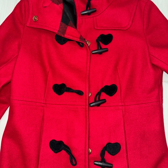 Betsey Johnson Red Wool Hooded Pea coat - Picture 8 of 8